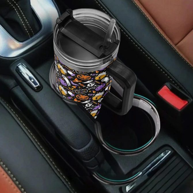 Halloween Trick Or Treat Spooky Custom Stanley Quencher 40Oz Stainless Steel Tumbler With Handle - Image 4