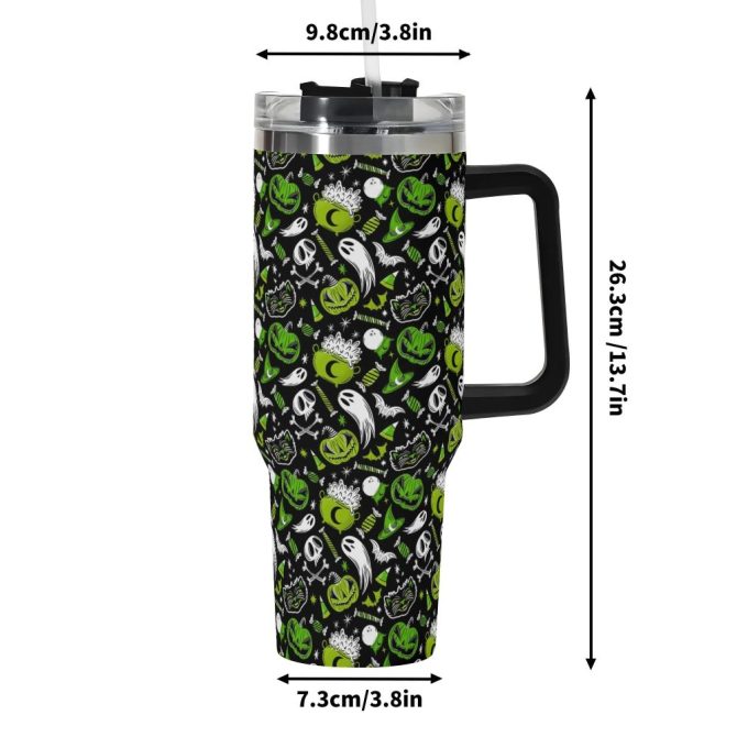 Halloween Trick Or Treat Spooky Custom Stanley Quencher 40Oz Stainless Steel Tumbler With Handle - Image 6