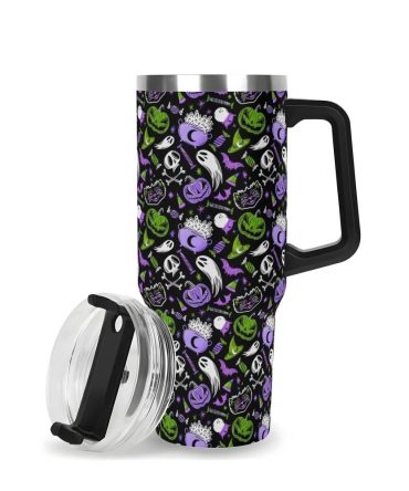 Halloween Trick Or Treat Spooky Custom Stanley Quencher 40Oz Stainless Steel Tumbler With Handle