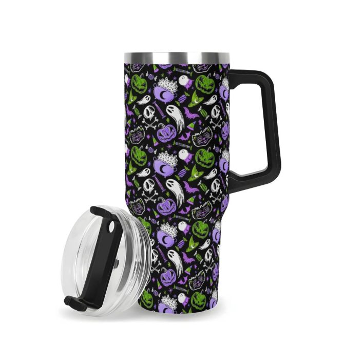 Halloween Trick Or Treat Spooky Custom Stanley Quencher 40Oz Stainless Steel Tumbler With Handle