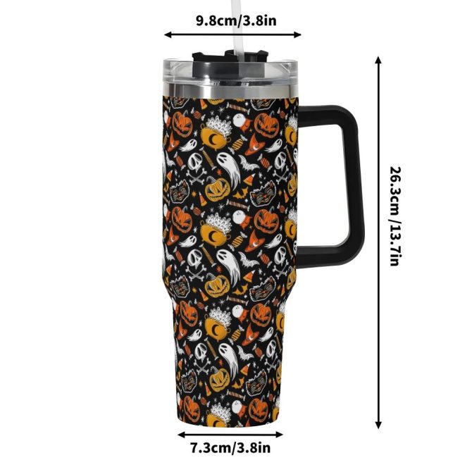 Halloween Trick Or Treat Spooky Custom Stanley Quencher 40Oz Stainless Steel Tumbler With Handle - Image 6