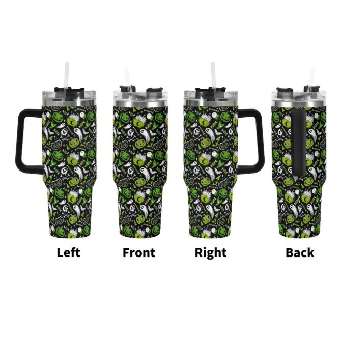 Halloween Trick Or Treat Spooky Custom Stanley Quencher 40Oz Stainless Steel Tumbler With Handle - Image 2