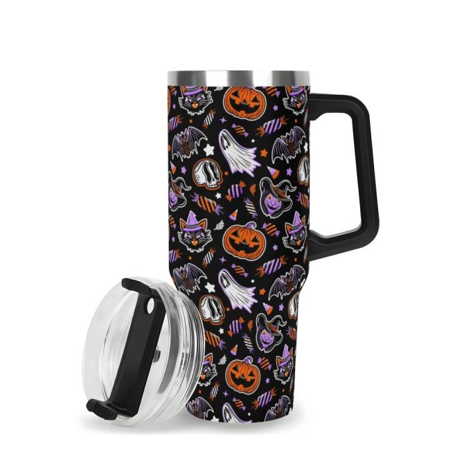 Halloween Trick Or Treat Spooky Custom Stanley Quencher 40Oz Stainless Steel Tumbler With Handle