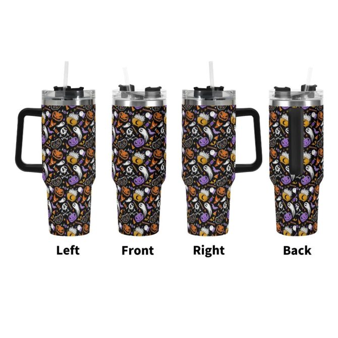 Halloween Trick Or Treat Spooky Custom Stanley Quencher 40Oz Stainless Steel Tumbler With Handle - Image 2