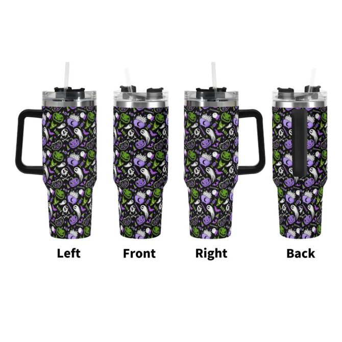 Halloween Trick Or Treat Spooky Custom Stanley Quencher 40Oz Stainless Steel Tumbler With Handle - Image 3