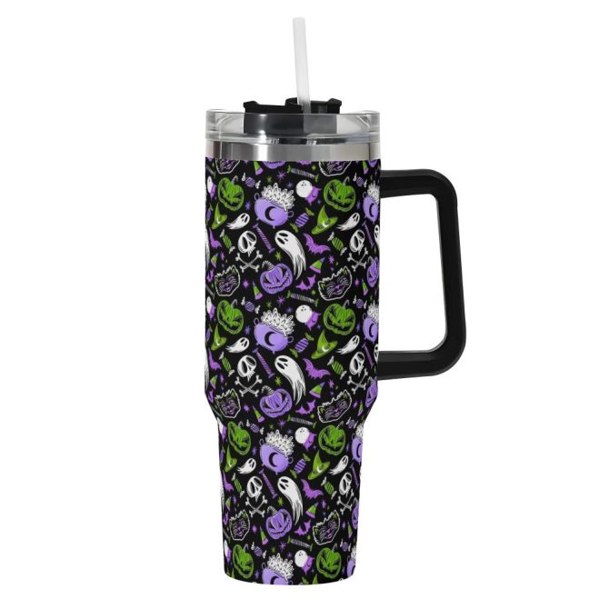 Halloween Trick Or Treat Spooky Custom Stanley Quencher 40Oz Stainless Steel Tumbler With Handle - Image 2