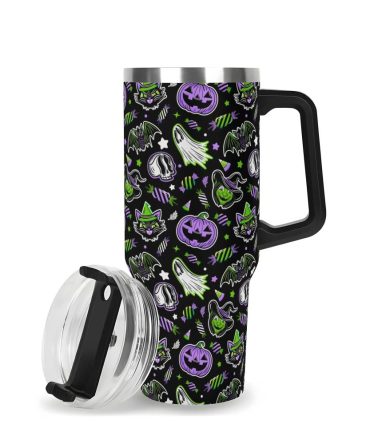 Halloween Trick Or Treat Spooky Custom Stanley Quencher 40Oz Stainless Steel Tumbler With Handle