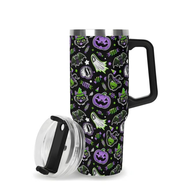 Halloween Trick Or Treat Spooky Custom Stanley Quencher 40Oz Stainless Steel Tumbler With Handle