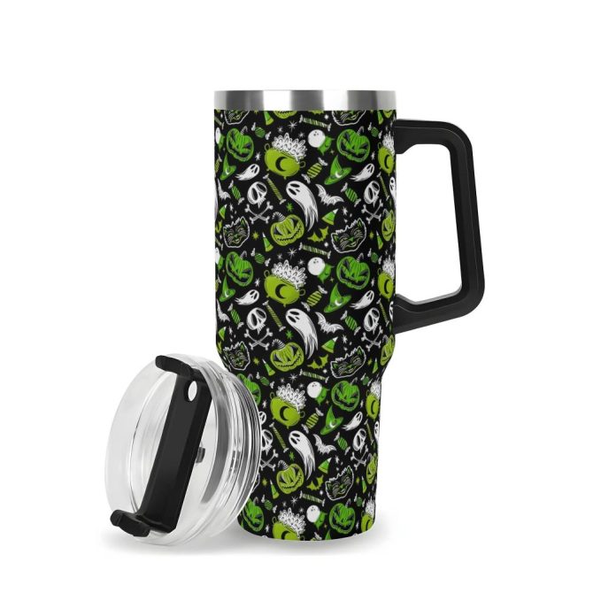 Halloween Trick Or Treat Spooky Custom Stanley Quencher 40Oz Stainless Steel Tumbler With Handle - Image 3