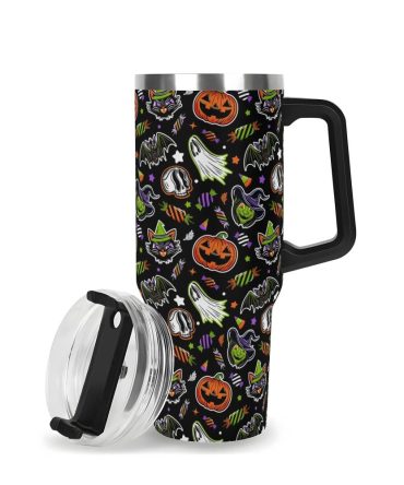 Halloween Trick Or Treat Spooky Custom Stanley Quencher 40Oz Stainless Steel Tumbler With Handle