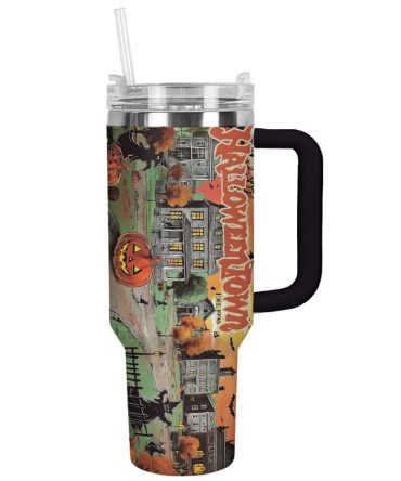 Halloween Vintage Town Custom Stanley Quencher 40Oz Stainless Steel Tumbler With Handle
