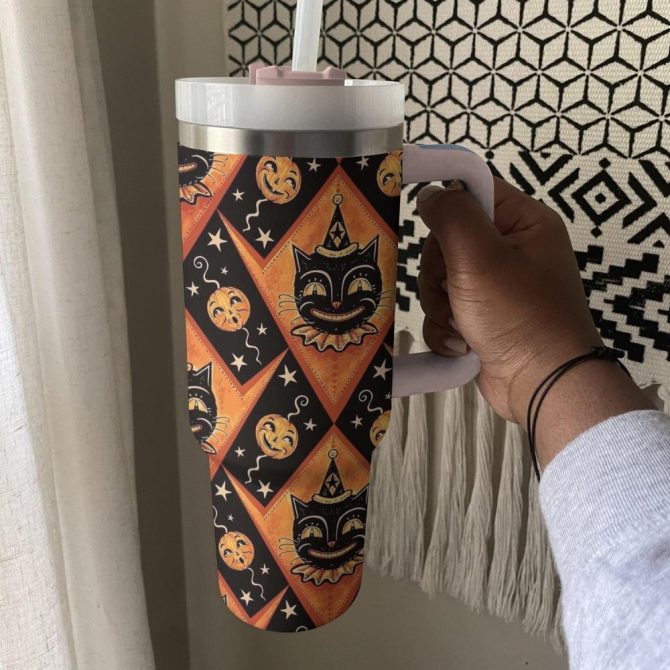 Halloween Whimsy Custom Stanley Quencher 40Oz Stainless Steel Tumbler With Handle - Image 5