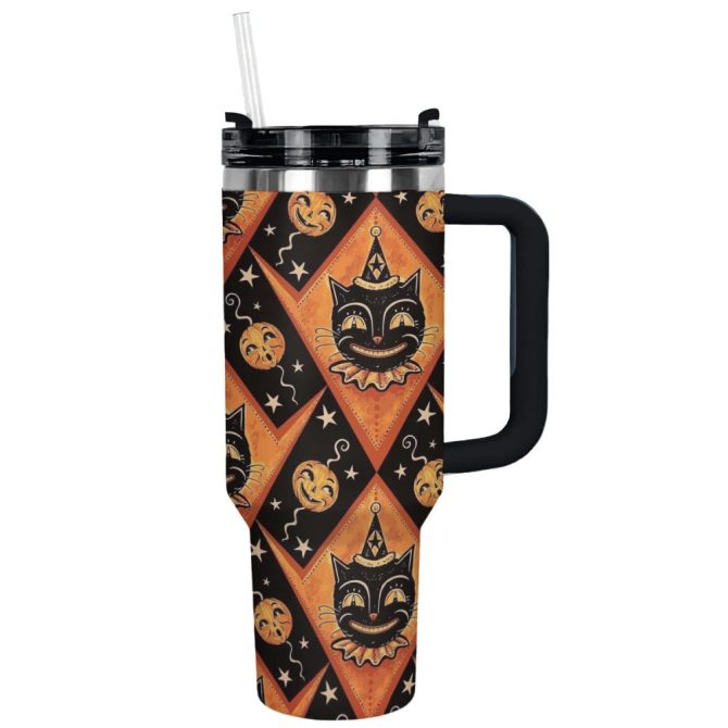 Halloween Whimsy Custom Stanley Quencher 40Oz Stainless Steel Tumbler With Handle