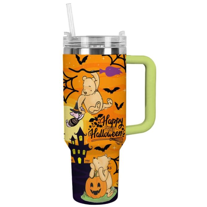 Halloween Winnie The Pooh Cartoon Custom Stanley Quencher 40Oz Stainless Steel Tumbler With Handle - Image 10