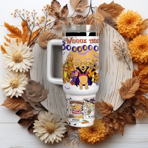 Halloween Winnie The Pooh Disney Cartoon Custom Stanley Quencher 40Oz Stainless Steel Tumbler With Handle