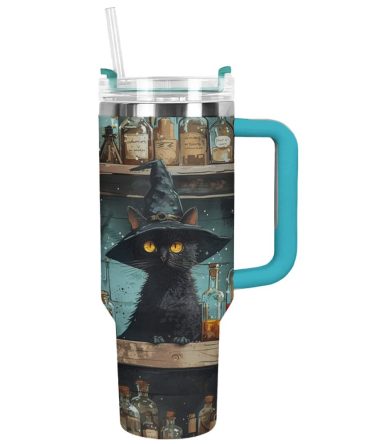 Halloween Witch #8217;S Brew Cat Custom Stanley Quencher 40Oz Stainless Steel Tumbler With Handle