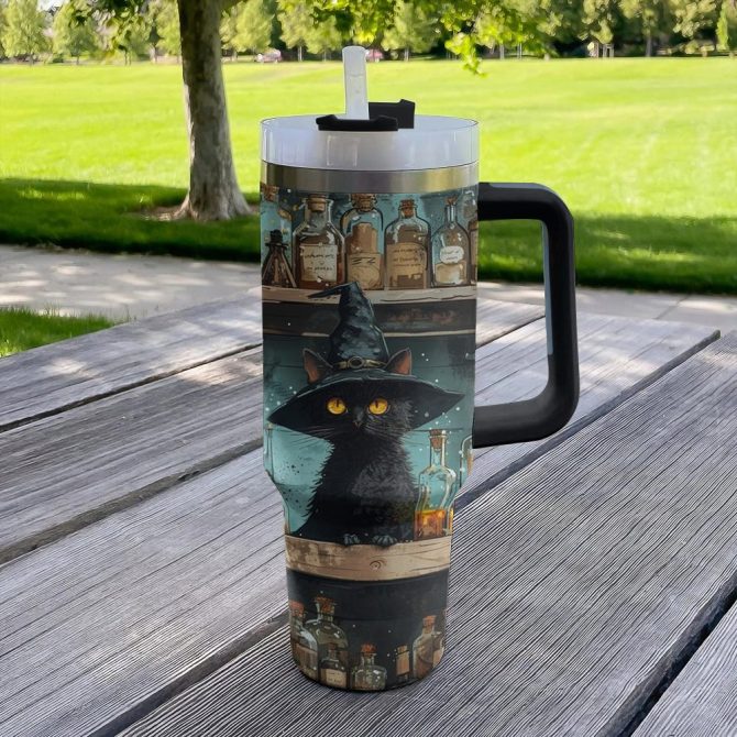 Halloween Witch #8217;S Brew Cat Custom Stanley Quencher 40Oz Stainless Steel Tumbler With Handle - Image 4