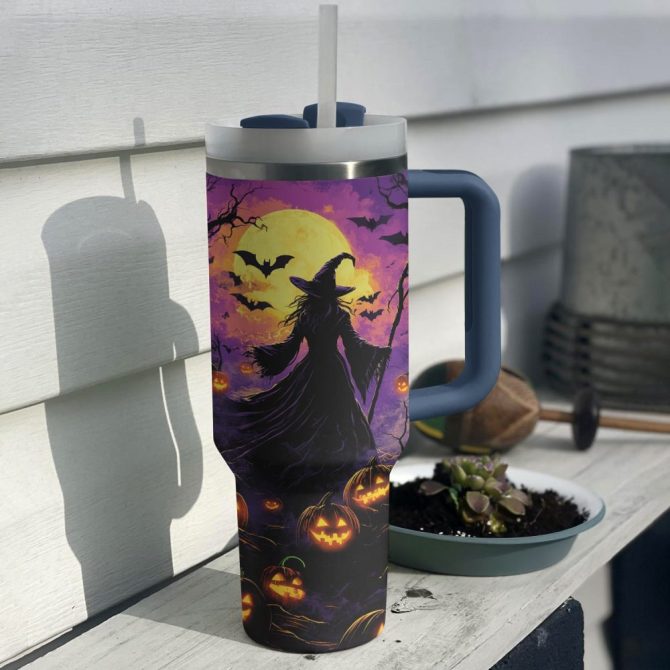 Halloween Witch #8217;S Night Custom Stanley Quencher 40Oz Stainless Steel Tumbler With Handle - Image 2