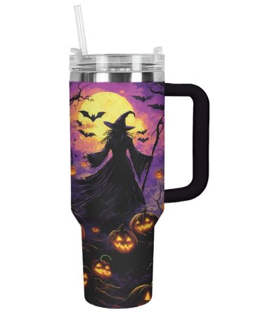 Halloween Witch #8217;S Night Custom Stanley Quencher 40Oz Stainless Steel Tumbler With Handle