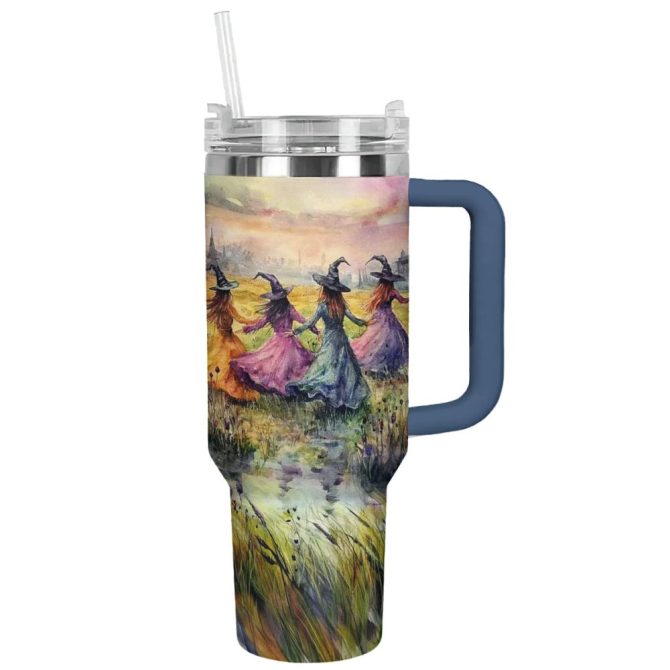 Halloween Witchy Dance Custom Stanley Quencher 40Oz Stainless Steel Tumbler With Handle - Image 12