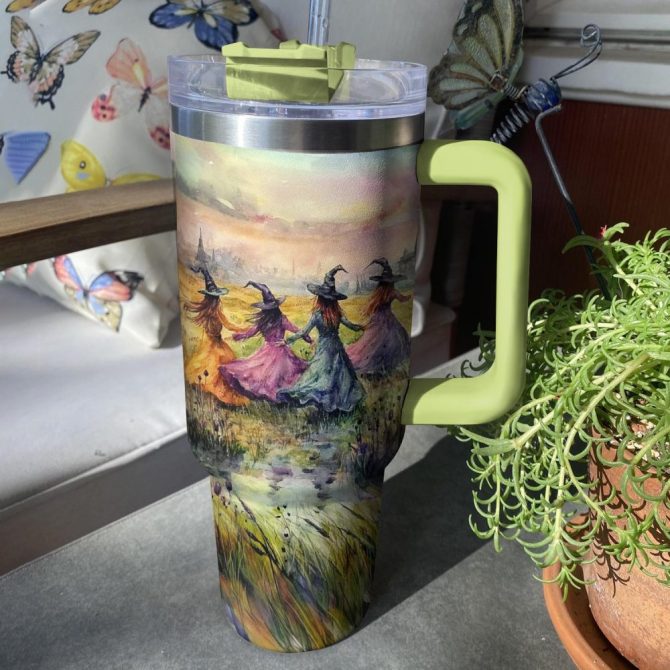 Halloween Witchy Dance Custom Stanley Quencher 40Oz Stainless Steel Tumbler With Handle - Image 4
