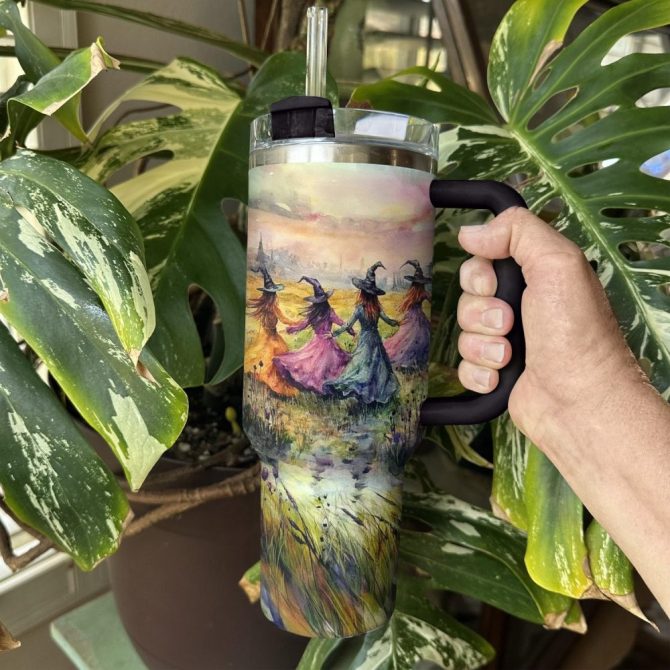 Halloween Witchy Dance Custom Stanley Quencher 40Oz Stainless Steel Tumbler With Handle - Image 3