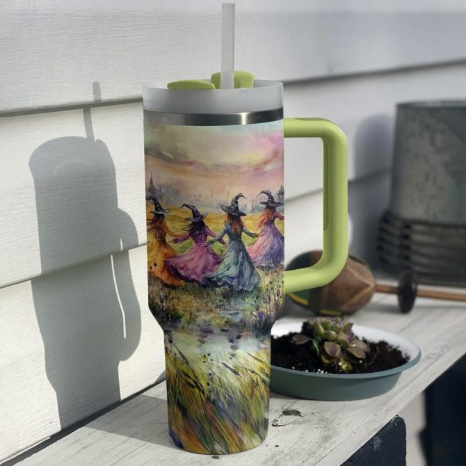 Halloween Witchy Dance Custom Stanley Quencher 40Oz Stainless Steel Tumbler With Handle - Image 2