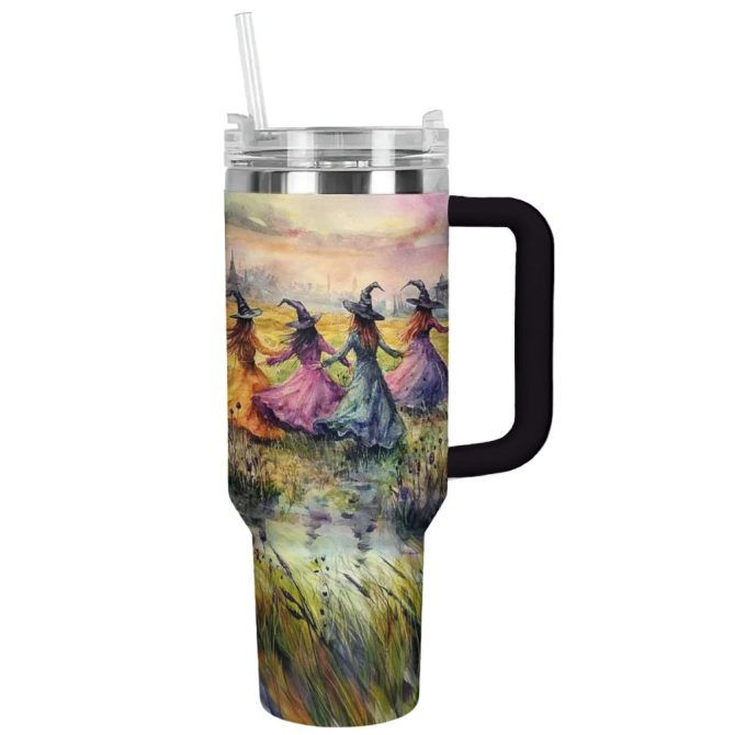 Halloween Witchy Dance Custom Stanley Quencher 40Oz Stainless Steel Tumbler With Handle - Image 13