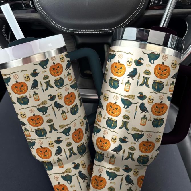 Halloween Witchy Vibes Custom Stanley Quencher 40Oz Stainless Steel Tumbler With Handle - Image 2