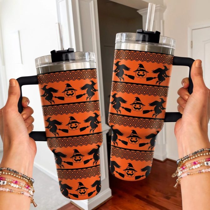Halloween Witchy Whispers Custom Stanley Quencher 40Oz Stainless Steel Tumbler With Handle - Image 4