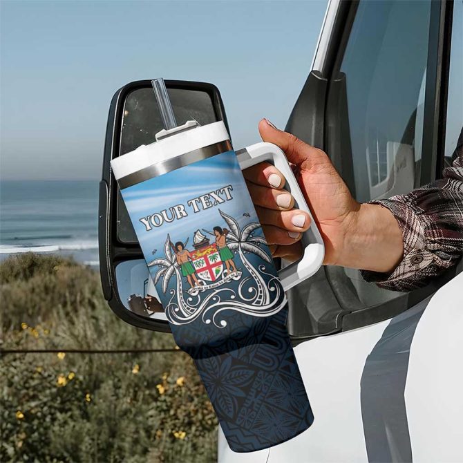 Happy 54Th Fiji Day Forever Fiji With Tapa Tribal Custom Stanley Quencher 40Oz Stainless Steel Tumbler With Handle - Image 7