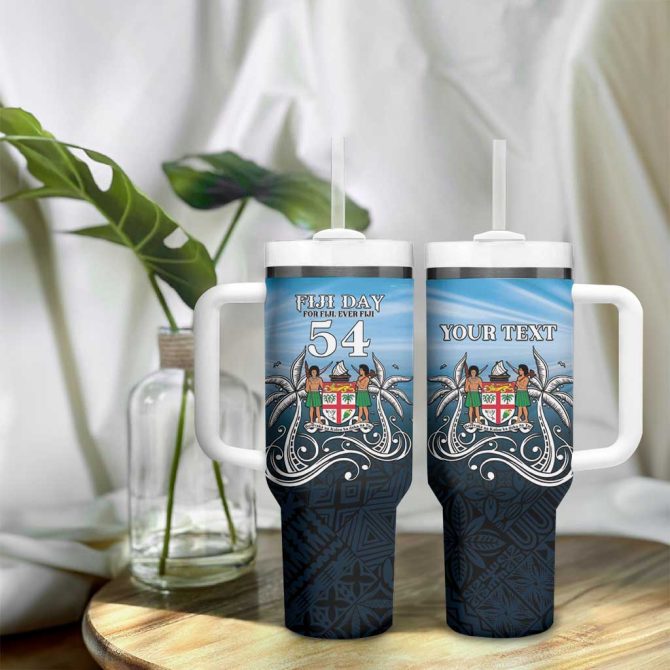 Happy 54Th Fiji Day Forever Fiji With Tapa Tribal Custom Stanley Quencher 40Oz Stainless Steel Tumbler With Handle - Image 9