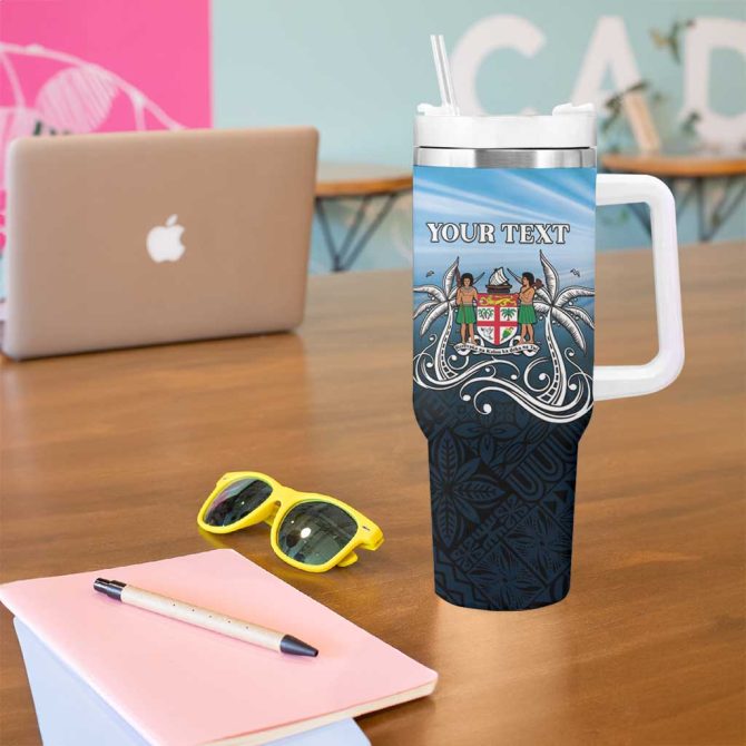 Happy 54Th Fiji Day Forever Fiji With Tapa Tribal Custom Stanley Quencher 40Oz Stainless Steel Tumbler With Handle - Image 5