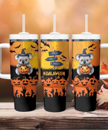 Happy Koalaween Koala Ghost Trick Or Treat Custom Stanley Quencher 40Oz Stainless Steel Tumbler With Handle