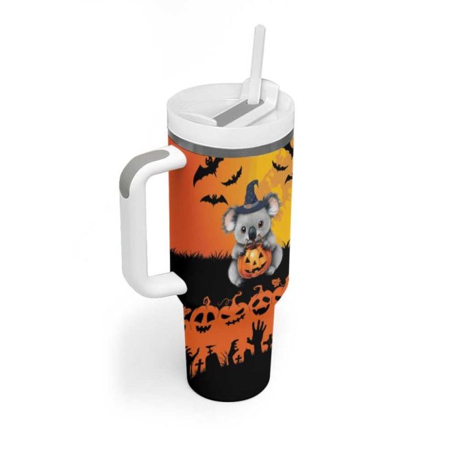 Happy Koalaween Koala Ghost Trick Or Treat Custom Stanley Quencher 40Oz Stainless Steel Tumbler With Handle - Image 3
