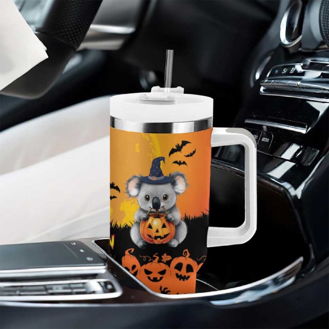 Happy Koalaween Koala Ghost Trick Or Treat Custom Stanley Quencher 40Oz Stainless Steel Tumbler With Handle - Image 8