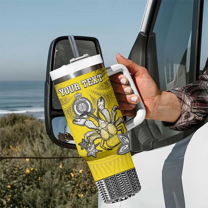 Happy Niue Constitution Day Niuean Crab Hiapo Yellow Custom Stanley Quencher 40Oz Stainless Steel Tumbler With Handle - Image 7