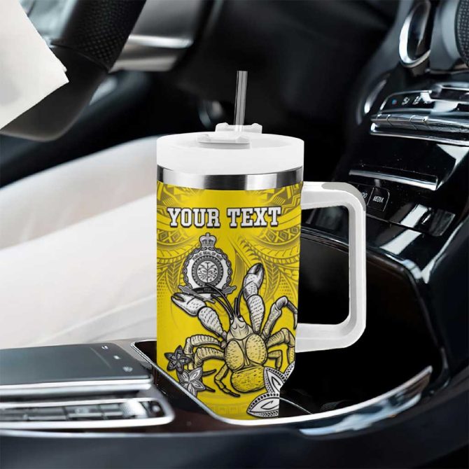 Happy Niue Constitution Day Niuean Crab Hiapo Yellow Custom Stanley Quencher 40Oz Stainless Steel Tumbler With Handle - Image 8