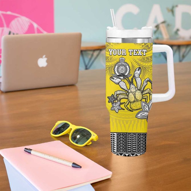 Happy Niue Constitution Day Niuean Crab Hiapo Yellow Custom Stanley Quencher 40Oz Stainless Steel Tumbler With Handle - Image 5