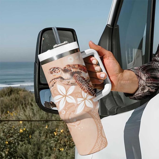 Happy Valentine #8217;S Day Polynesia Seaturtle Polynesian Desert Sand Color Custom Stanley Quencher 40Oz Stainless Steel Tumbler With Handle - Image 7