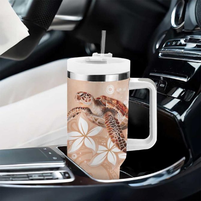Happy Valentine #8217;S Day Polynesia Seaturtle Polynesian Desert Sand Color Custom Stanley Quencher 40Oz Stainless Steel Tumbler With Handle - Image 8