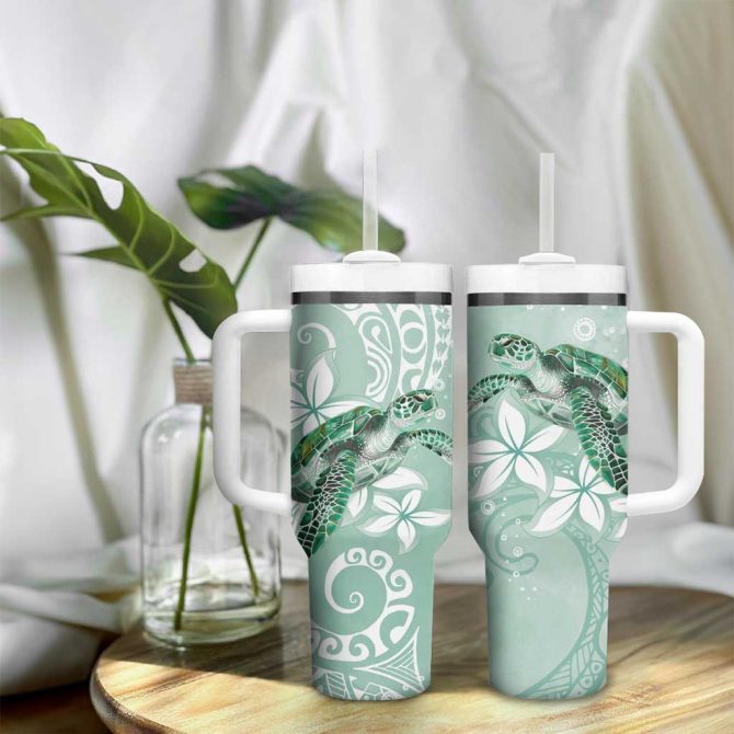 Happy Valentine #8217;S Day Polynesia Seaturtle Polynesian Green Lester Color Custom Stanley Quencher 40Oz Stainless Steel Tumbler With Handle - Image 9
