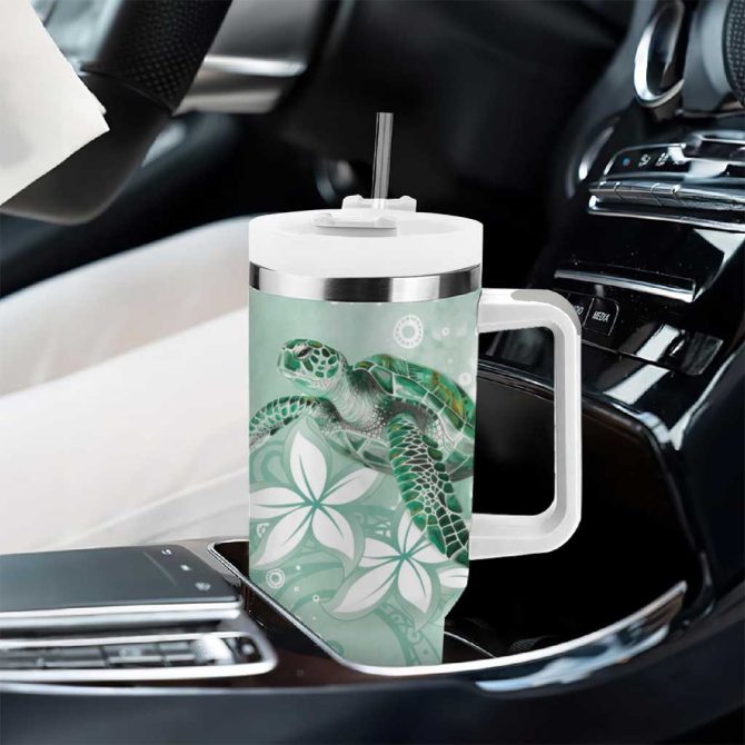 Happy Valentine #8217;S Day Polynesia Seaturtle Polynesian Green Lester Color Custom Stanley Quencher 40Oz Stainless Steel Tumbler With Handle - Image 8