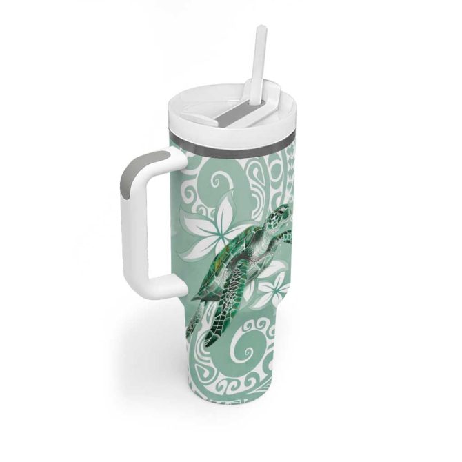 Happy Valentine #8217;S Day Polynesia Seaturtle Polynesian Green Lester Color Custom Stanley Quencher 40Oz Stainless Steel Tumbler With Handle - Image 2