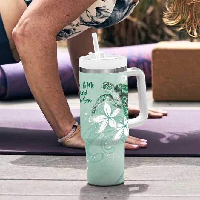 Happy Valentine #8217;S Day Polynesia Seaturtle Polynesian Green Lester Color Custom Stanley Quencher 40Oz Stainless Steel Tumbler With Handle - Image 6