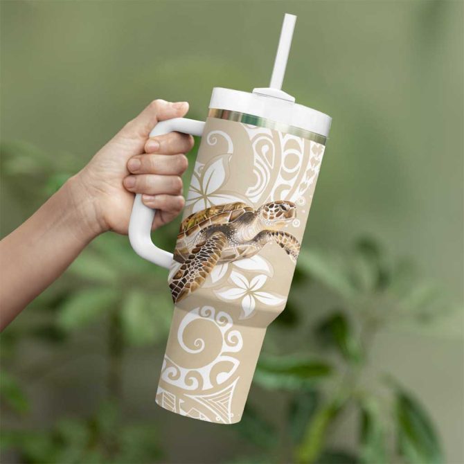 Happy Valentine #8217;S Day Polynesia Seaturtle Polynesian Pollinate Color Custom Stanley Quencher 40Oz Stainless Steel Tumbler With Handle - Image 3