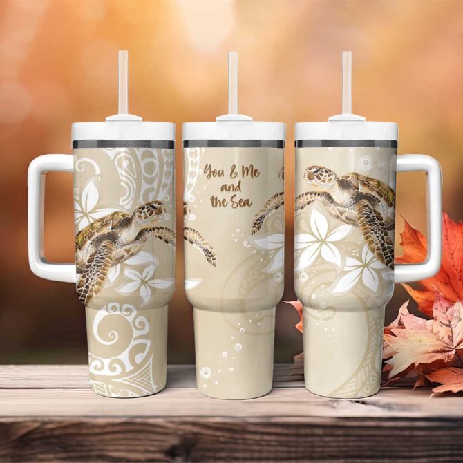 Happy Valentine #8217;S Day Polynesia Seaturtle Polynesian Pollinate Color Custom Stanley Quencher 40Oz Stainless Steel Tumbler With Handle - Image 4