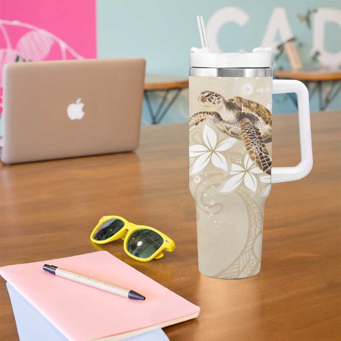 Happy Valentine #8217;S Day Polynesia Seaturtle Polynesian Pollinate Color Custom Stanley Quencher 40Oz Stainless Steel Tumbler With Handle - Image 5