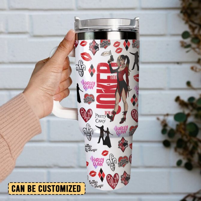 Harley Quinn Joker Movies Custom Stanley Quencher 40Oz Stainless Steel Tumbler With Handle - Image 3