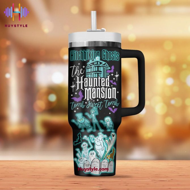 Haunted Mansion Movies Custom Stanley Quencher 40Oz Stainless Steel Tumbler With Handle - Image 3
